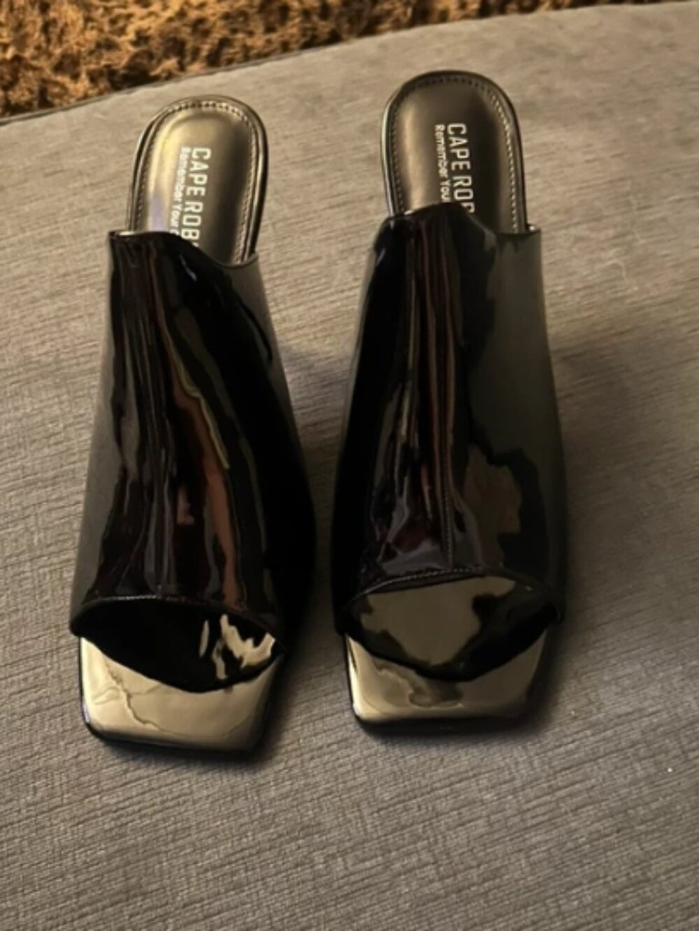 Cape Robbin Black Patent Square-Toe Heels